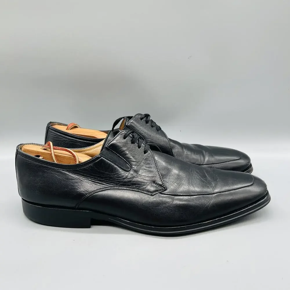 Bruno Magli Shoes Mens 12 Black Leather Ranuncolo Derby Oxford Dress Apron Toe